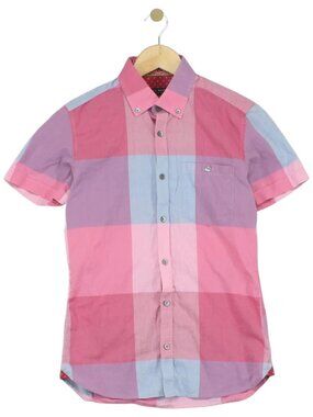 NEW Ted Baker Button Down Pink Checkered Shirt | L